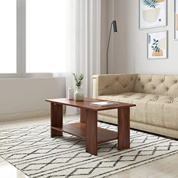 MAMTA DECORATION Engineered Wood Center Coffee Table for Living Room Wooden Tea Table Teapoy with Storage for Home (Walnut Finish)