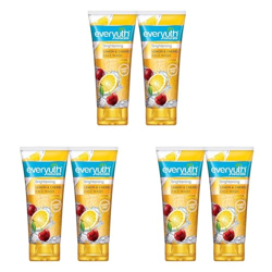 Everyuth Naturals Brightening Lemon&Cherry Face Wash|Deep Cleansing,Oil Control&Tan Reduction|Simple Face Wash|Removes Dirt&Oil|100% Soapfree|For All Skin Types|Paraben Free - 150 G (Pack Of 6)