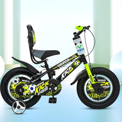 VESCO Kick Pro 14 T Kids Cycle with Balance Wheel & Back Rest Seat/Water Bottle | Frame 9 Inch | Ideal for 3 to 5 Years Boys & Girls