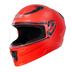 STUDDS Raider Street ISI Certified Full Face Helmet for Men and Women with Clear Visor (Red - L)
