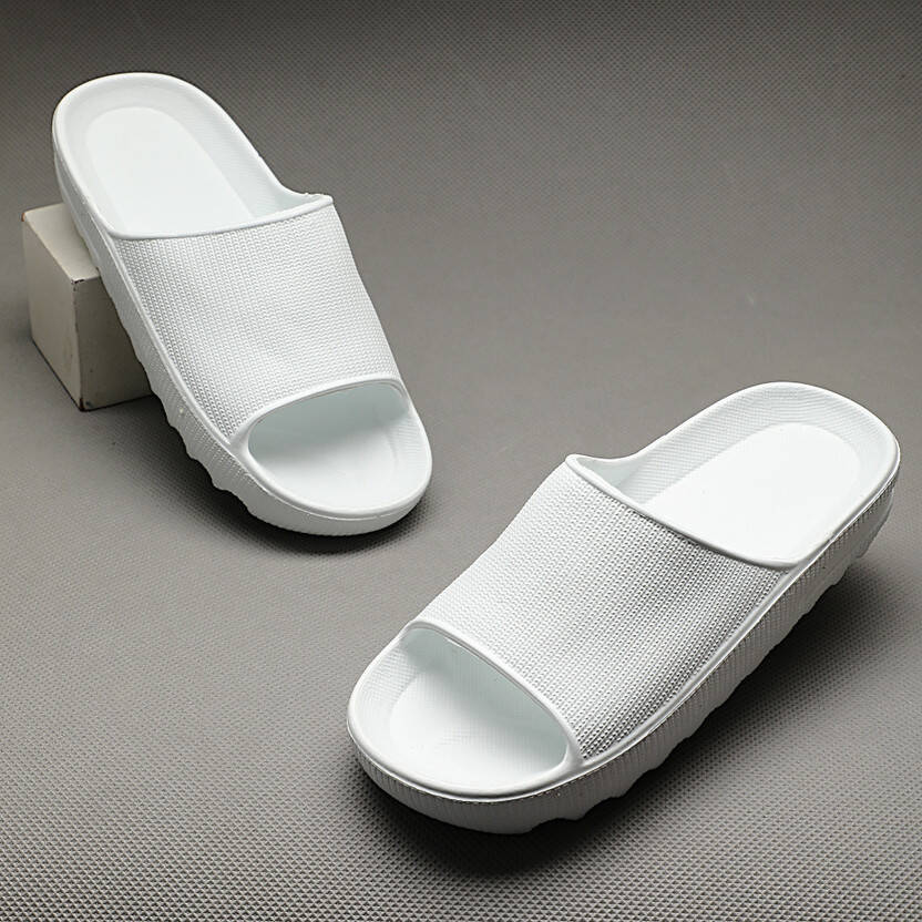Casual Flat Slide Silcon material soft chappal for men Men Slides(White , 10)