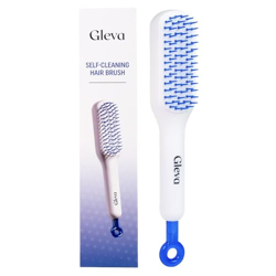 Gleva Self Cleaning Detangling & Styling Brush, Anti Static Massage Comb, Hair Comb for Men & Women (White)