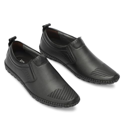 VOBLAND Men's Shoes Synthetic Leather Slip On Moccasins Casual Loafers for Men (Color:-Black, Size:-7)