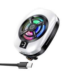 Elfora Gaming Mobile Cooler | Phone Cooling Fan with RGB Lights and Digital Display | Ultra Fast Instant Cooling Fan Compatible with Android & iPhones (White)