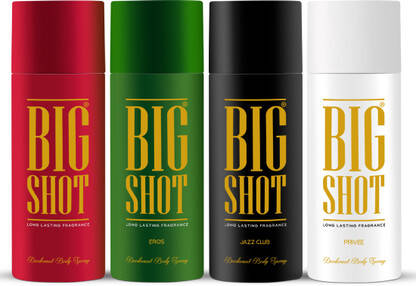OSCAR Big Shot Deodorant Jazz Club, Privee & Eros (150ml each) Deodorant Spray  -  For Men(600 ml, Pack of 4)