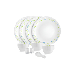 Cello Dazzle Series White 22 Pieces Floral Printed Opalware Microwave Safe Dinner Set