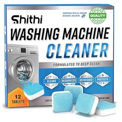 SHITHI Washing Machine Descaler Cleaning Tablets  Deep Cleaner for Front & Top Load Washers  Removes Limescale, Odour & Dirt  Eco-Friendly, Easy to Use  Pack of 12 Tablets