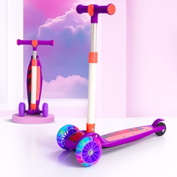 Storio Kick Scooter with Adjustable Height | Foldable | Skate for Kids with PVC Wheel | Age 2-12 Years - Max User Weight 50 kg, Purple