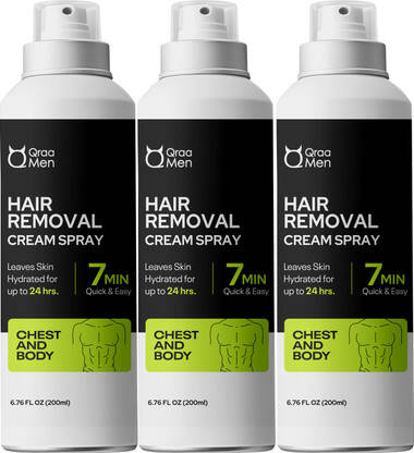 Qraa Men Hair Removal Cream Spray| Painless Body Hair Removal Powder Spray For Men's Spray(600 ml, Set of 3)