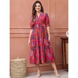 Women Floral Printed Fit & Flare Midi Dress
