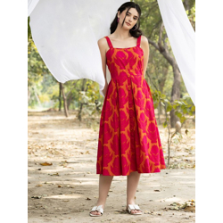 Women Strappy Box Pleat Midi Dress