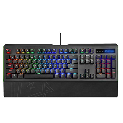 Vertux Gaming Keyboard, Anti-Ghosting USB Wired Keyboard with RGB Effects, Removable Magnetic Palm Rest, Aluminum Frame, 12 Multimedia Keys and Blue Mechanical Keys for Windows, Mac OS, Toucan