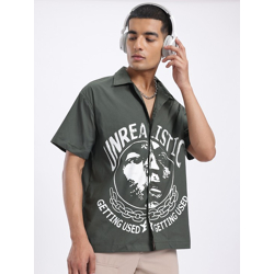 Graphic Grunge Drop-Shoulder Relaxed Shirt