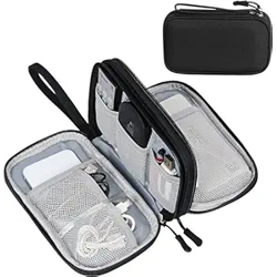 SaleOn 8.3X5 Inch Portable Storage Organizer For Usb Cable, Earphone, Power Bank,Charger, Hard Disk & Digital Gadgets, With Mesh Pockets Size 21X12Cm Inside's Material And Color May Vary, black