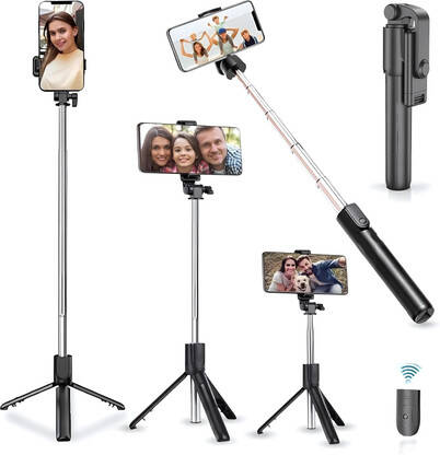 NAFA Professional Mini Portable and Foldable Tripod with Wireless Bluetooth Remote Tripod(Black, Supports Up to 500 g)