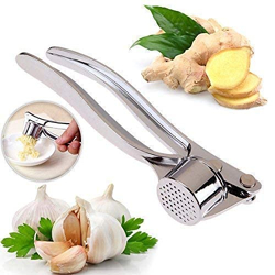 Clazkit Garlic Crusher Presser Garlic Press Multi-Function Manual Portable Garlic Crusher Ginger Mincer Garlic Presser Curved Garlic Grinding Slicer (Silver), Medium (CGCP)