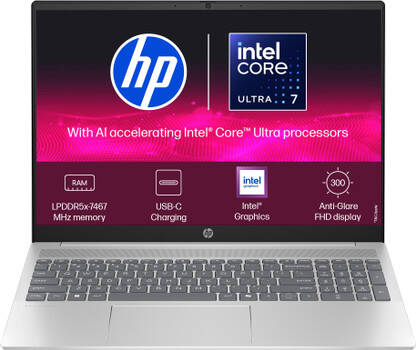 HP Pavilion AI PC Intel Core Ultra 7 155U - (16 GB/512 GB SSD/Windows 11 Home) 16-af0028TU Thin and Light Laptop(16 Inch, Natural Silver Aluminum, 2.52 Kg)