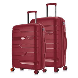 Nasher Miles Paris Hard-Sided Polypropylene Luggage Set of 2 | 65cm & 75cm | 8 Wheels Medium & Large Trolley Bag for Travel | Suitcase (Maroon)