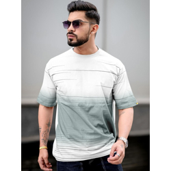 Men Abstract Printed Neck Cotton Oversized Tshirt