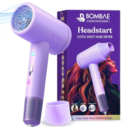 Bombae Ionic Hair Dryer | 1600 Watts | Cool Air Setting | Cool Shot Headstart Hair Dryer | 3 Temperatures Cool, Warm, Hot with LED Sensor | 5X Faster Salon Blow Dry | 2-year warranty