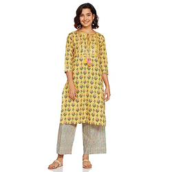 Amazon Brand - Myx Women's Cotton Salwar Suit (AW22TAV24_Yellow_Large)