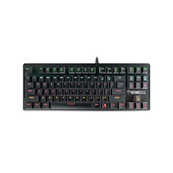 GAMDIAS 7 Colour Backlit Gaming USB Mechanical Keyboard with 87 Keys, Blue Switches, Anti-ghosting, Multimedia Control Key with Metal Plate, Combo (Multicolour, Hermes E2)