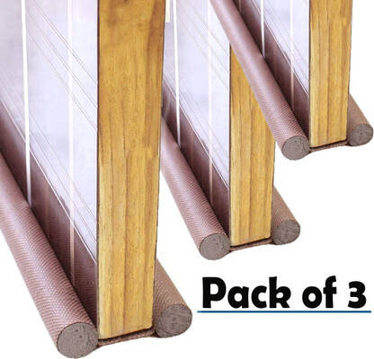 WHAAKART Pack of 3 PVC Door Guard Gap Filler for Door Bottom Seal Strip Sound Proof Pack of 3 PVC Door Guard Gap Filler for Door Bottom Seal Strip Sound Proof Floor Mounted Door Stopper(Brown)