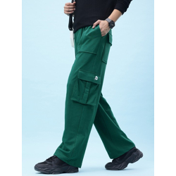 Men Comfort Couture Mid-Rise Relaxed Fit Cargo-Style Track Pants