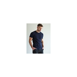 Men Ribbed Regular Fit Round-Neck T-Shirt with Short Sleeves