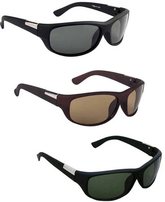Riding Glasses Wrap-around Sunglasses (Free Size)(For Men & Women, Green)