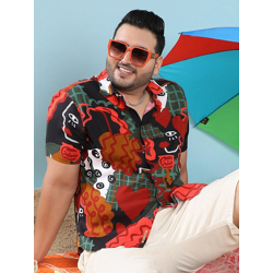 Classic Fit Artistic Abstract Printed Casual Shirt