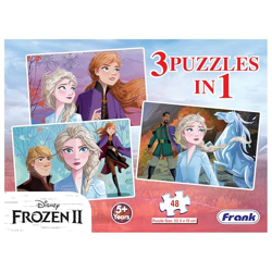Frank Disney Frozen II Jigsaw Puzzle (48 Pieces)  3-in-1 Puzzle for Kids 5 Years & Above  Fun & Challenging Brain Booster Game for Enhanced Focus and Memory Skills  11317