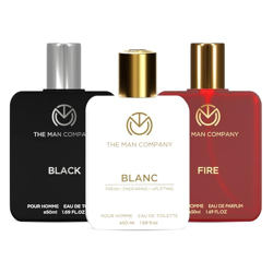The Man Company Eau de Toilette Trio, 50ml each - Fire, Blanc, Black | Perfume for Men | Premium Luxury Long-Lasting Perfume Spray | Gift for Him