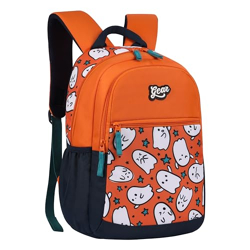 Gear Monster 15"/19L Small Water Resistant School Bag/Casual 4 Compartment Backpack/Daypack/Travel Backpack/Kids Bag for Boys/Girls - Orange