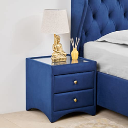 Home Centre Stellar Max Fabric Bed Side Table with Drawers - Blue