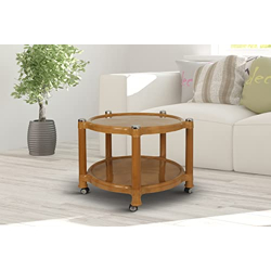 Prima 5008 Center Trolley Coffee Table/Tea Table/Teapoy for Home, Office & Outdoor (Sandalwood)