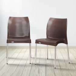 Prima Plastic Chair for Living Room | Set of 2 | Chair for Home, Living Room, Cafeteria, Outdoor | Stackable Chair Without Arm | 100% Virgin Plastic | Chair Nova (Weather Brown Colour)