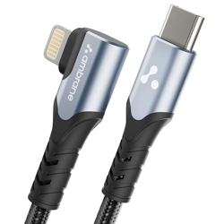 Ambrane Type-C to Lightning Braided Cable, 27W Fast Charging, 480Mbps Data Sync, Compatible with iPhone, iPad, Macbook, iMac, AirPods (50% Charge in 30 mins), Power Delivery (ABLTL-10, Silver)