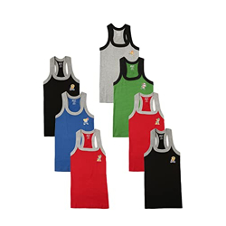 Lux Cozi Boy's Pack of 7 Multicolor Super Combed Cotton Round Neck Sleeveless Color Gym Vest (Size : 45cm)
