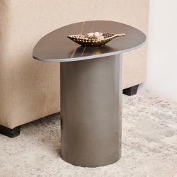 Home Centre Marquina Faux Marble Top End Table - Grey