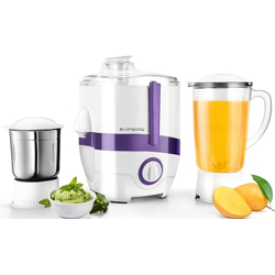 Longway Juicy 600 Watt Juicer Mixer Grinder with 2 Jars for Grinding, Mixing, Juicing with Powerful Motor | 1 Year Warranty (2 Jars, Purple)