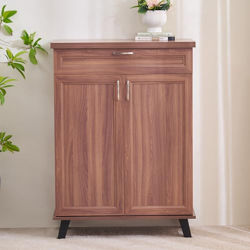 Home Centre Helios - Alton Two Door Shoe Cabinet with ONE Drawer- Walnut