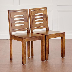 Home Centre Adana Nxt Set of 2 Mango Wood Dining Chairs- Brown