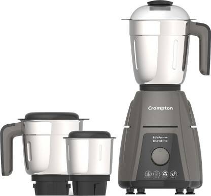 Crompton DuroElite 800 W Mixer Grinder(ACGM-DUROELITE3J | 3 Jars | Mettalic Black Finish)
