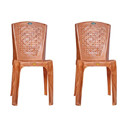Prima Plastic Chair for Living Room | Set of 2 | Chair for Home, Living Room, Outdoor | Stackable Chair Without Arm | 100% Virgin Plastic | Chair 4010 (Sandalwood Colour)