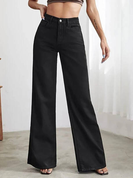 Women Straight Fit High Rise Black Jeans