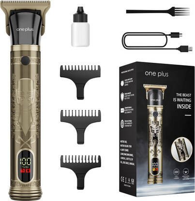 One Plus OP 818 Cordless Professional Metal Body,Led Display With Turbo Mode Hair Trimmer 120 min Runtime 4 Length Settings(Gold)