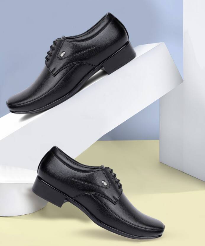 Lightweight | Comfortable | Trendy | Daily Wear | Synthetic Leather Lace Up Shoes For Men(Black , 6 UK/India)