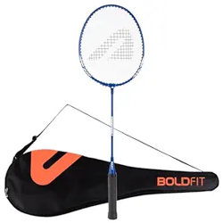 Boldfit Badminton Rackets for Beginners, Adults Aluminium Shuttle Bat with Full Cover Bag Badminton Racket for Practice & Match Lightweight Badminton Racquet with Grip Handle Shuttle Racket - Blue