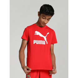 Puma Boys Red Printed Round Neck Regular T-shirt